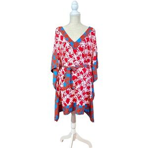 Southern‎ Frock Poncho Kaftan Dress Swim Cover Womans MD Belted Preppy Classic